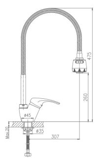 Смеситель для кухни Haiba HB4313 хром